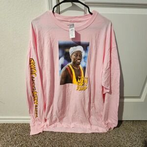 New Rue 21 White Men Cant Jump Movie Graphic Long Sleeve T Shirt Pink XL